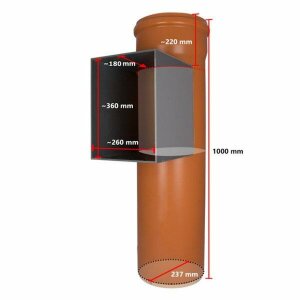 Türschurrenrohr (rechteckig) Ø 250 mm Tiefe 180 mm