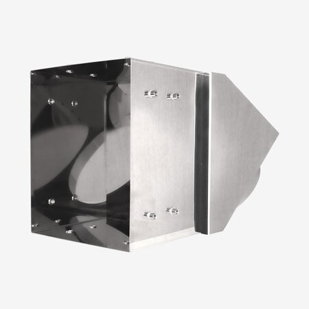 Schurrenkasten mit 45° Winkel Abgang - Edelstahl Ø 250 mm - quadratisch