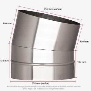 Schachtbogen 15° - Edelstahl Ø 250 mm