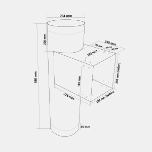 B-WARE: Türschurrenrohr - Edelstahl Ø 285 mm - quadratisch